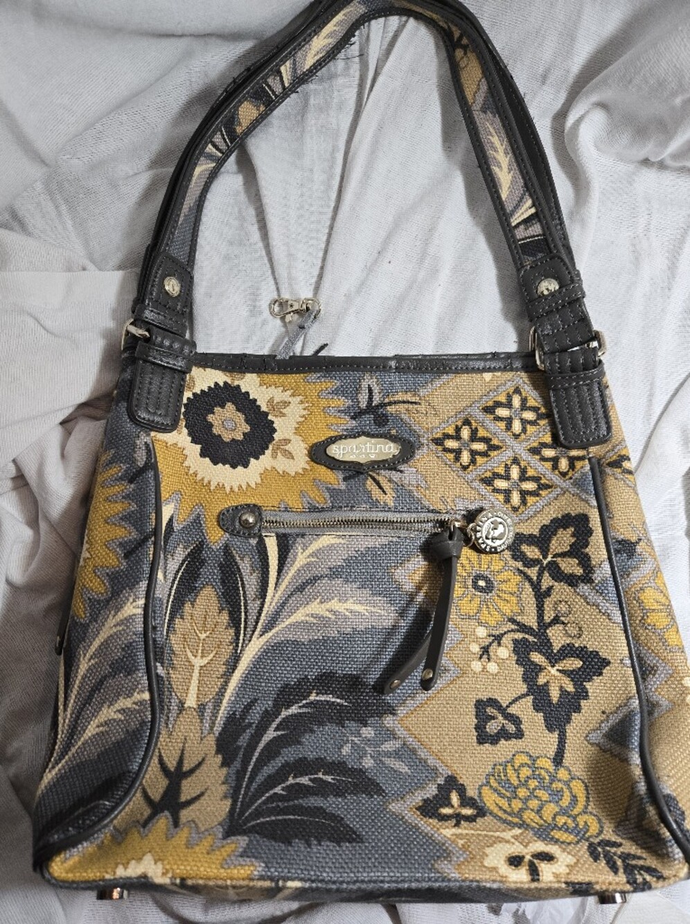Spartina 449 Yellow Floral Canvas Shoulder Bag